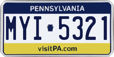 PA license plate MYI5321