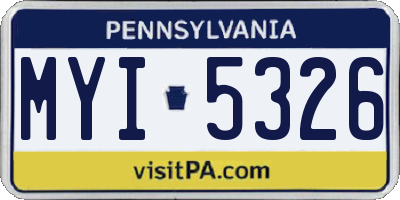 PA license plate MYI5326