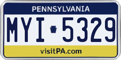 PA license plate MYI5329