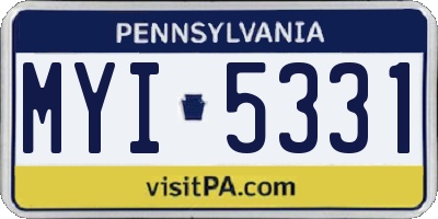 PA license plate MYI5331