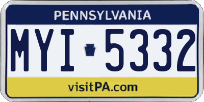 PA license plate MYI5332