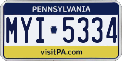 PA license plate MYI5334