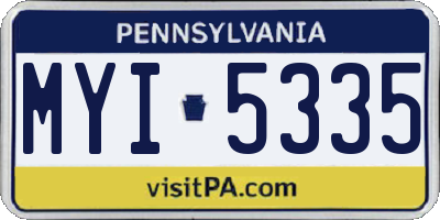 PA license plate MYI5335