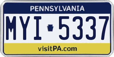 PA license plate MYI5337