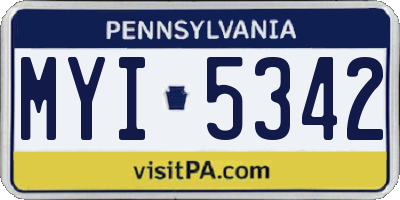 PA license plate MYI5342