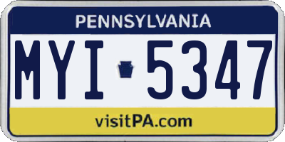 PA license plate MYI5347