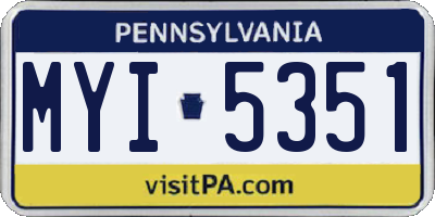 PA license plate MYI5351