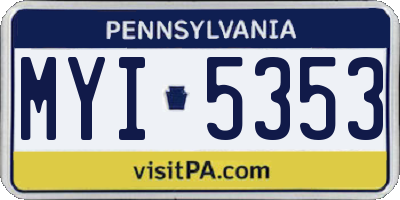 PA license plate MYI5353