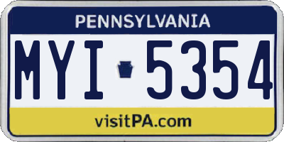 PA license plate MYI5354
