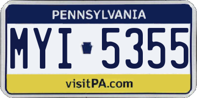 PA license plate MYI5355