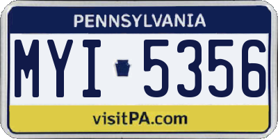 PA license plate MYI5356