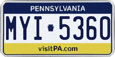 PA license plate MYI5360