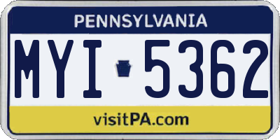 PA license plate MYI5362
