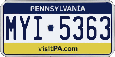 PA license plate MYI5363