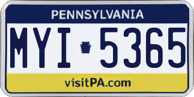 PA license plate MYI5365