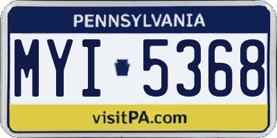 PA license plate MYI5368