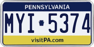 PA license plate MYI5374