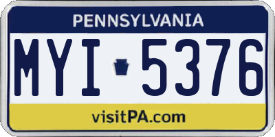 PA license plate MYI5376