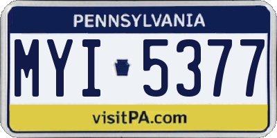 PA license plate MYI5377