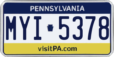 PA license plate MYI5378