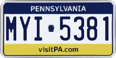 PA license plate MYI5381