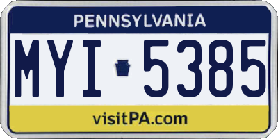 PA license plate MYI5385