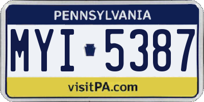PA license plate MYI5387