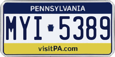 PA license plate MYI5389