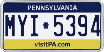 PA license plate MYI5394