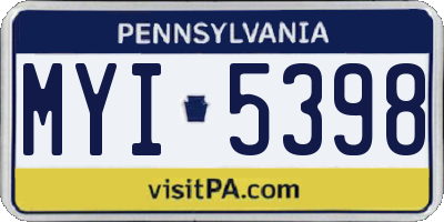 PA license plate MYI5398