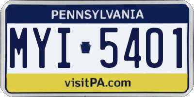 PA license plate MYI5401