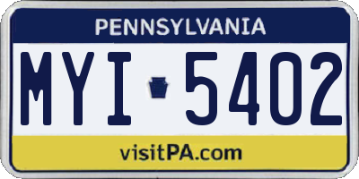 PA license plate MYI5402