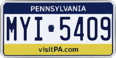 PA license plate MYI5409