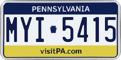 PA license plate MYI5415