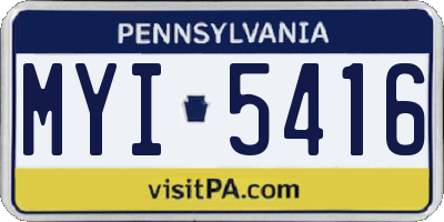 PA license plate MYI5416