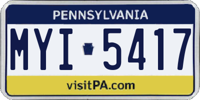 PA license plate MYI5417