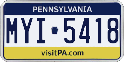 PA license plate MYI5418