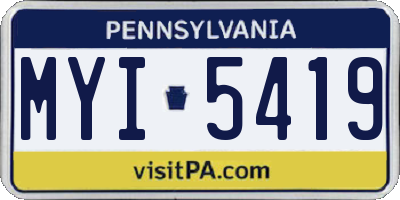 PA license plate MYI5419