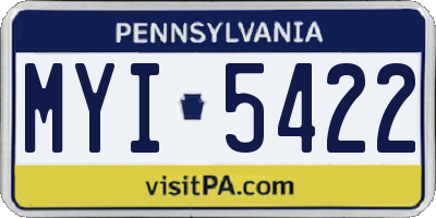 PA license plate MYI5422