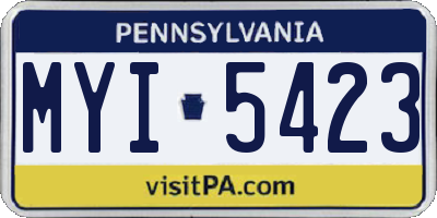 PA license plate MYI5423