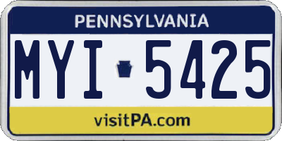 PA license plate MYI5425