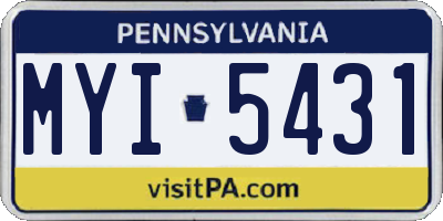 PA license plate MYI5431