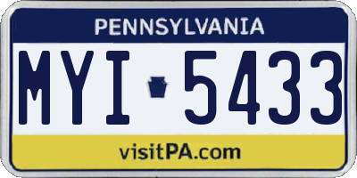 PA license plate MYI5433