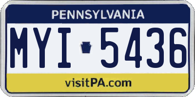 PA license plate MYI5436