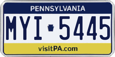 PA license plate MYI5445