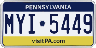 PA license plate MYI5449