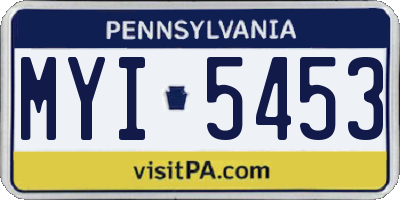PA license plate MYI5453