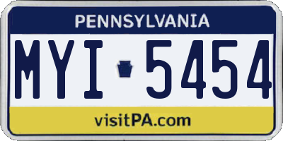 PA license plate MYI5454