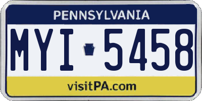 PA license plate MYI5458