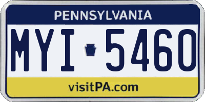 PA license plate MYI5460